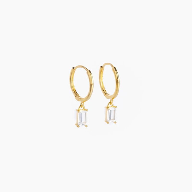 Gold Jewel Drop Huggie Hoops