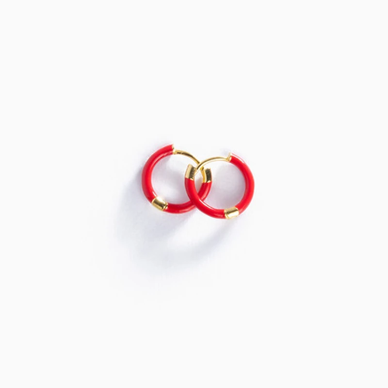 Cherry Red Enamel Infinity Hoops
