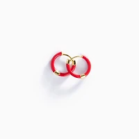 Cherry Red Enamel Infinity Hoops