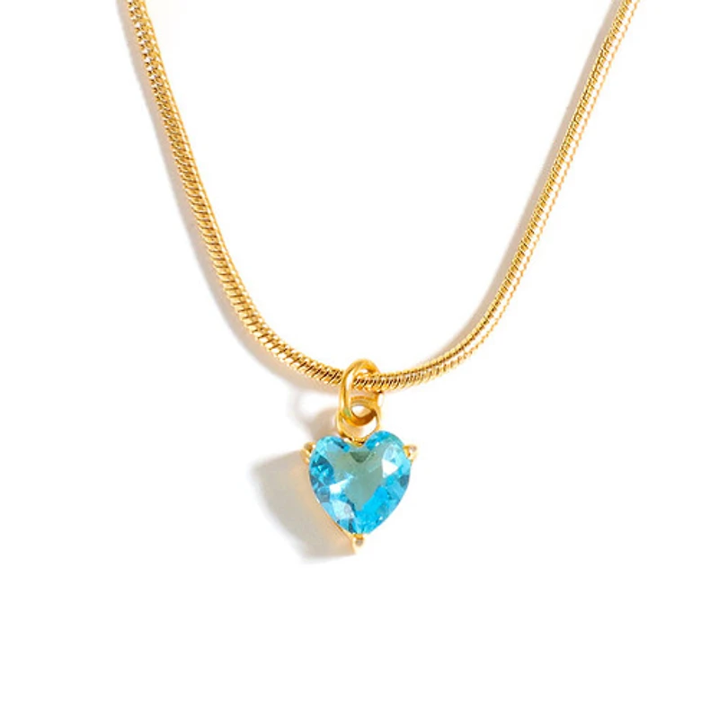 Gold Birthstone Heart Necklace
