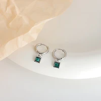 Emerald Cubic Drop Gem Hoops