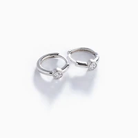 White Gold Diamond Solitaire Hoops