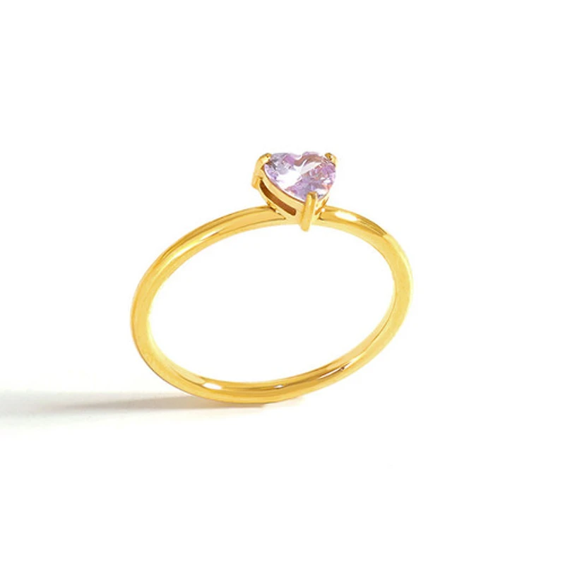 Gold Birthstone Heart Ring