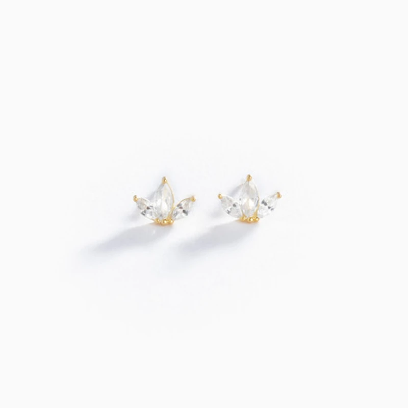 Gold Studded Trinity Earrings