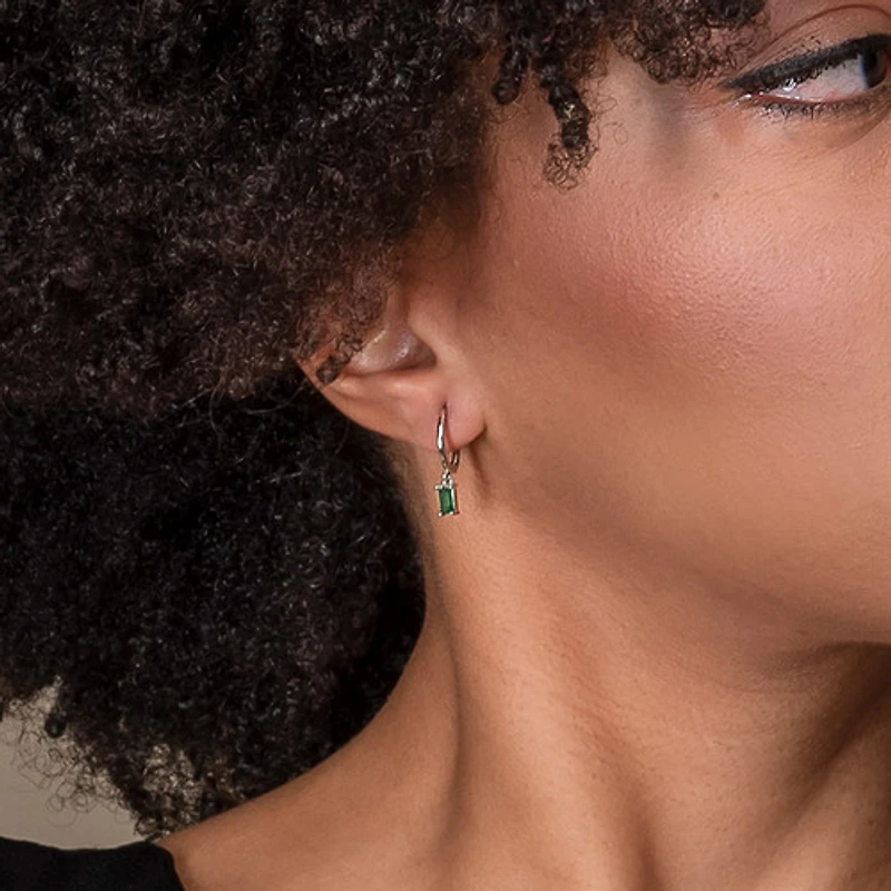 Gold Jewel Drop Huggie Hoops