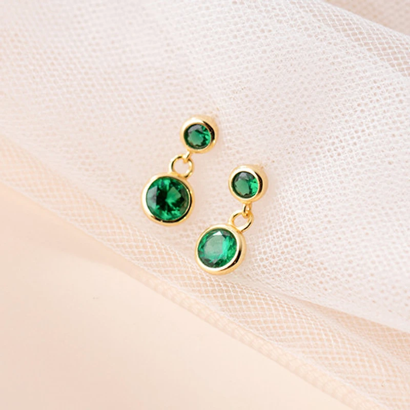 Drop Down Emerald Studs