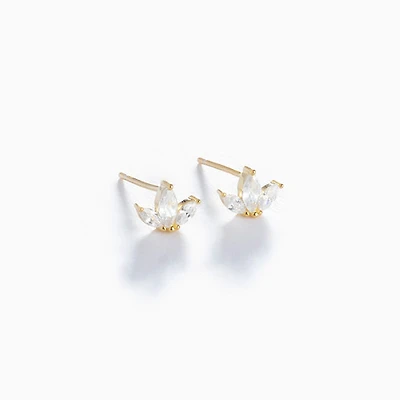 Gold Studded Trinity Earrings