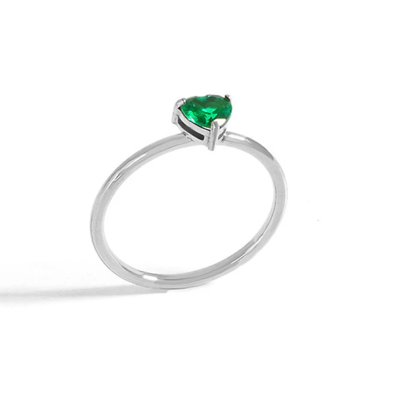 Steel Birthstone Heart Ring