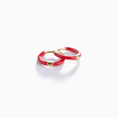 Cherry Red Enamel Infinity Hoops