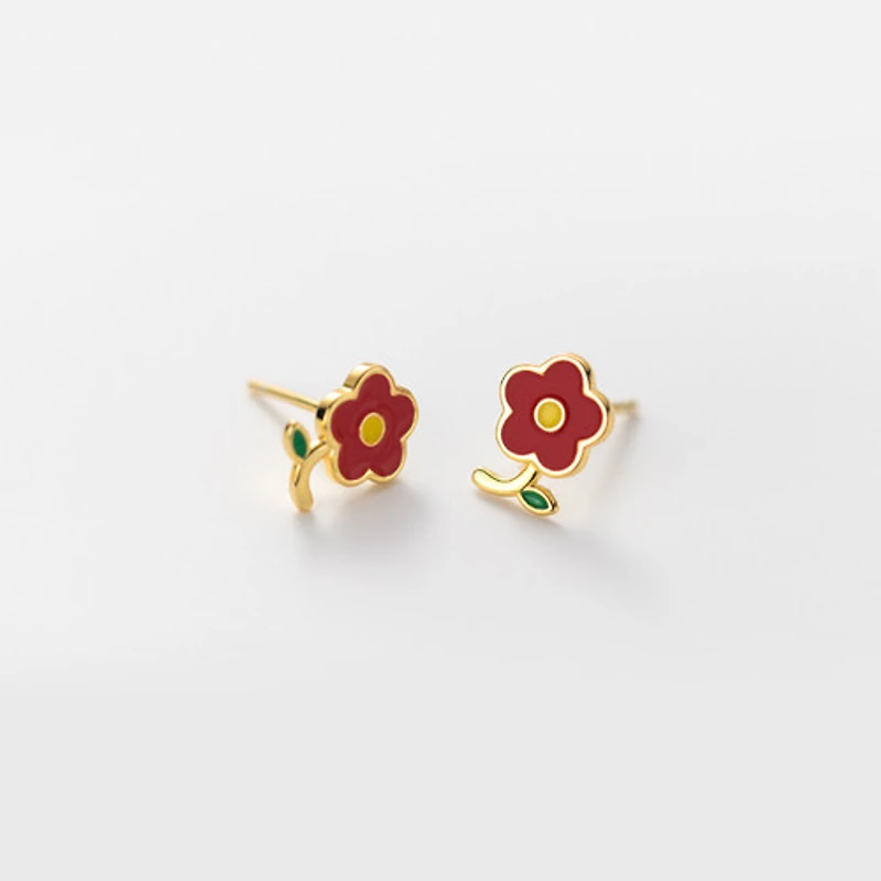 Enameled Flower Studs
