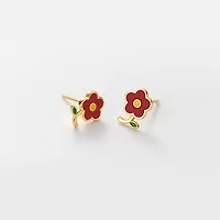 Enameled Flower Studs