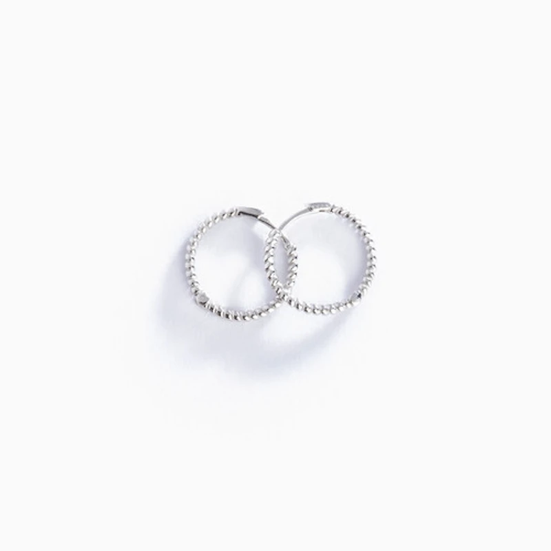 Ruched White Gold Hoops