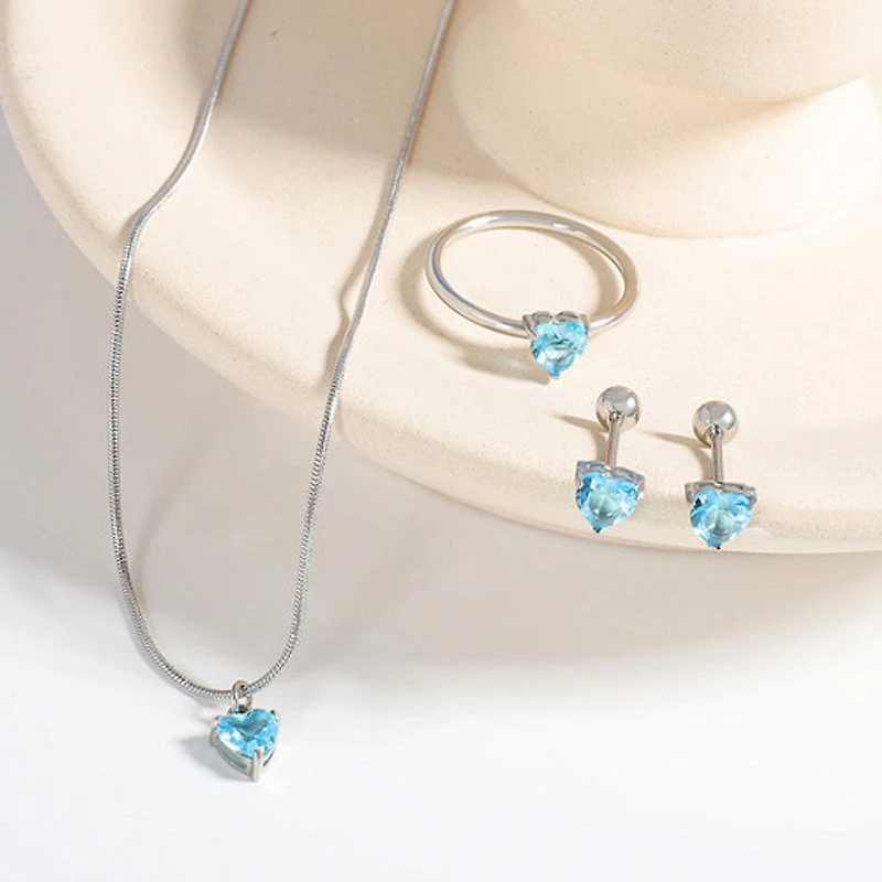 Steel Birthstone Heart Necklace