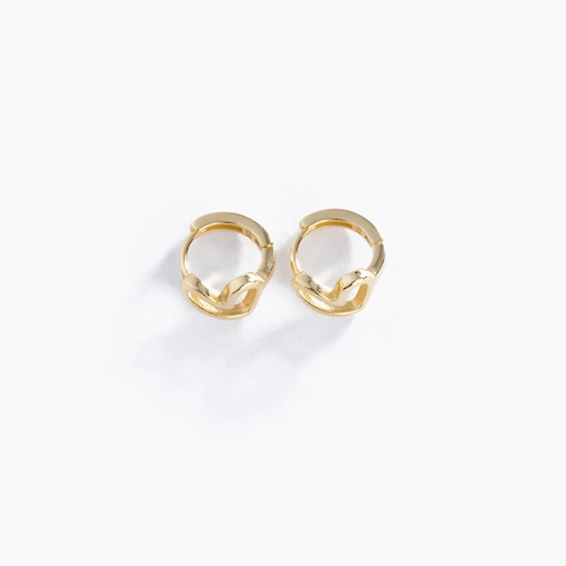 Gold Open Heart Mini Hoops