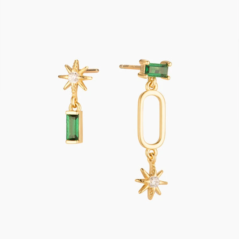 Green Asymmetrical Studs