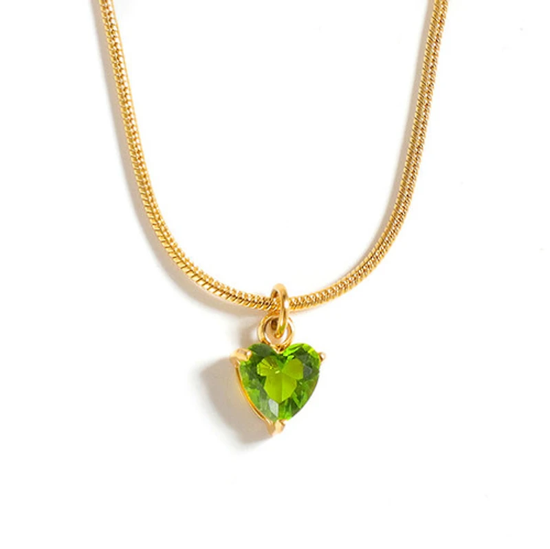 Gold Birthstone Heart Necklace