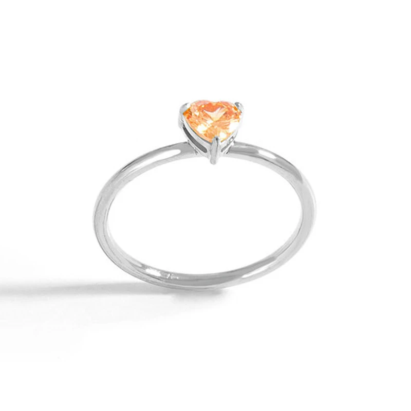 Steel Birthstone Heart Ring