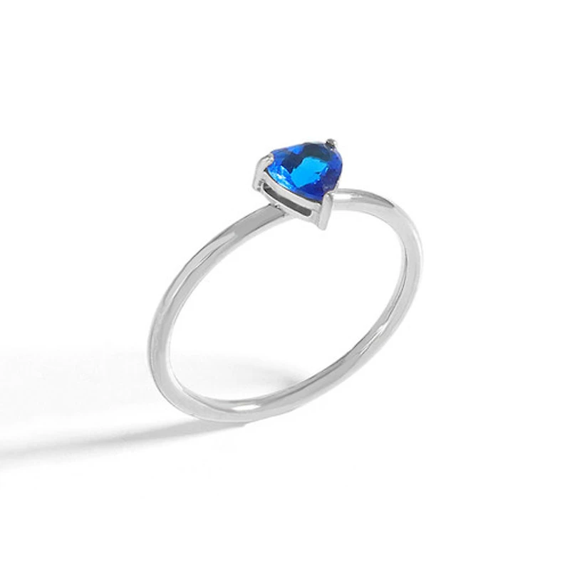 Steel Birthstone Heart Ring