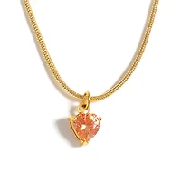 Gold Birthstone Heart Necklace