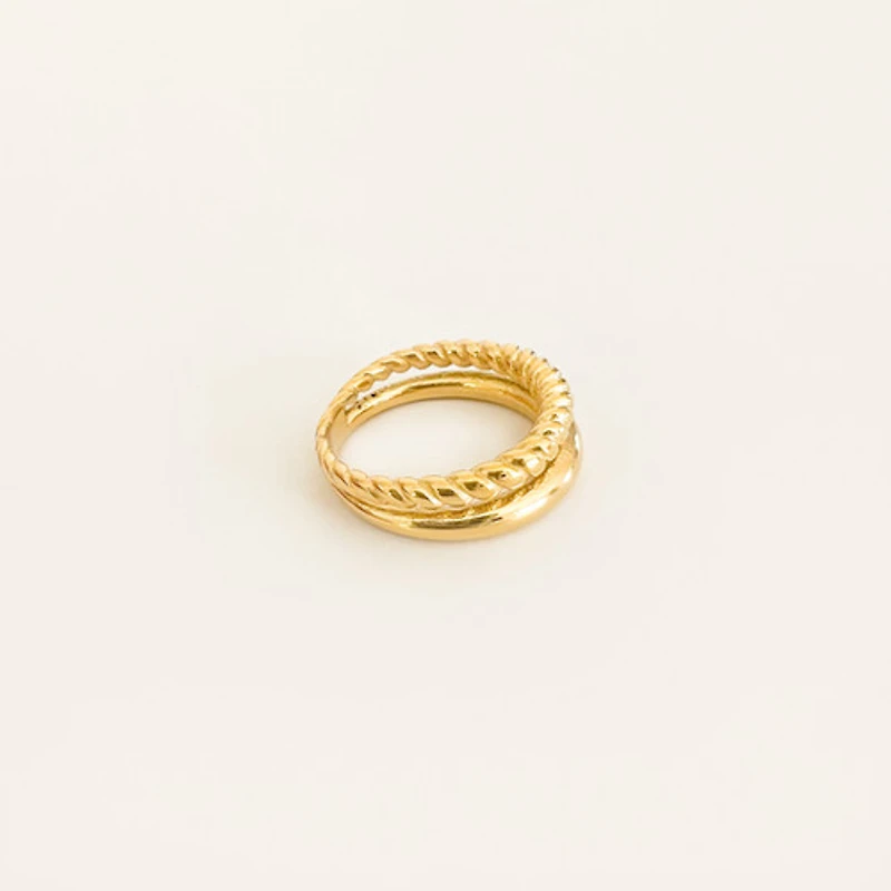 Gold Twisted Dual Ring