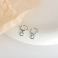 White Cubic Drop Gem Hoops