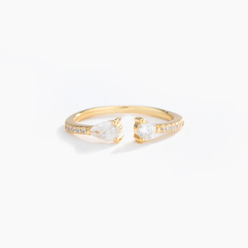 White Gold Open Front Crystal Ring