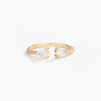 White Gold Open Front Crystal Ring