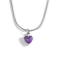 Steel Birthstone Heart Necklace