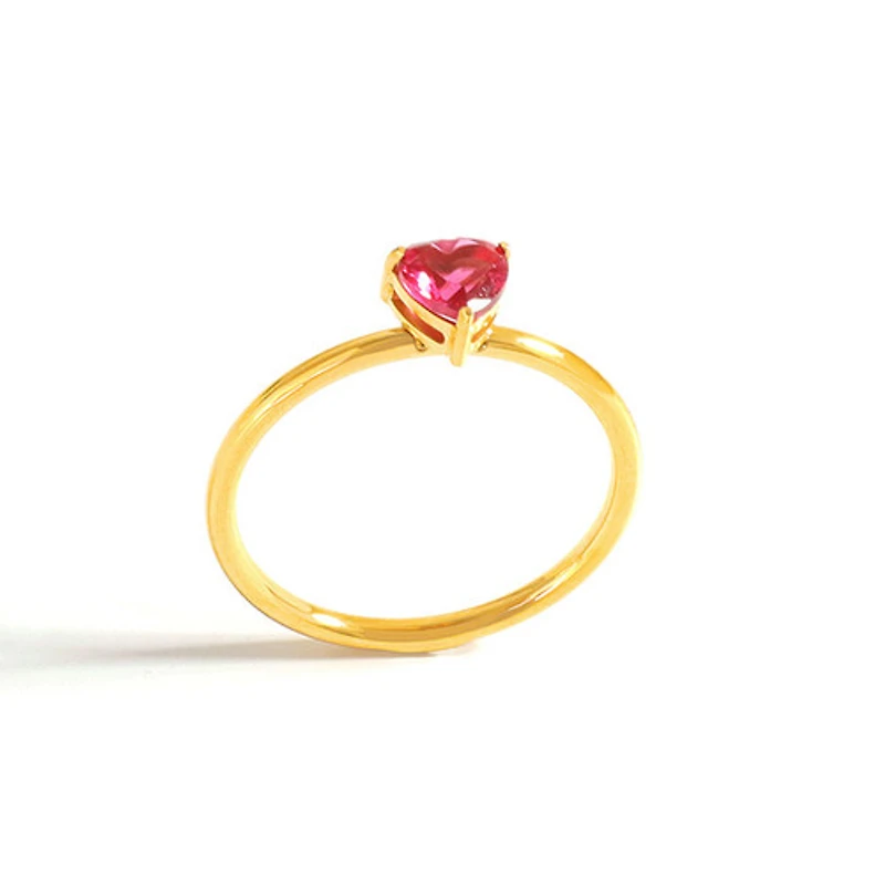 Gold Birthstone Heart Ring