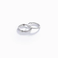 Ruched White Gold Hoops
