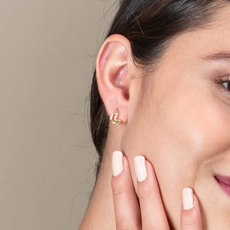 Gold Open Heart Mini Hoops