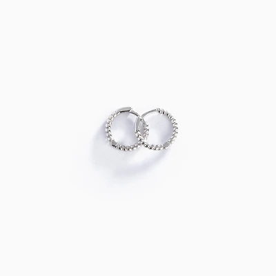 Ruched White Gold Hoops