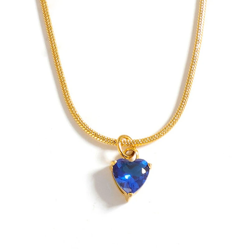 Gold Birthstone Heart Necklace