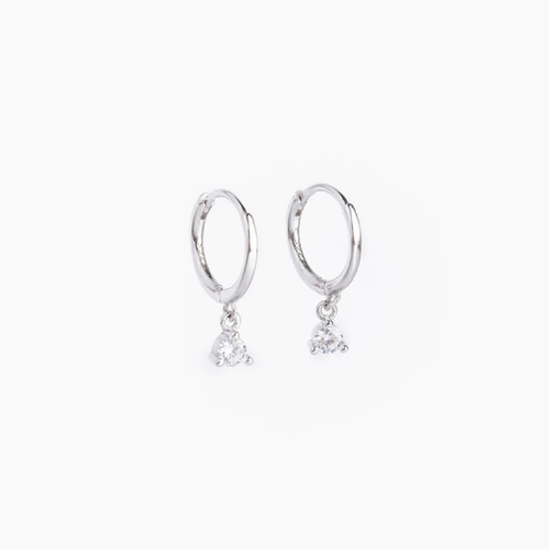 White Gold Diamond Drop Mini Hoops