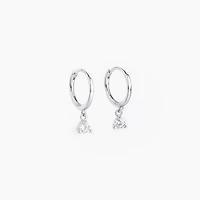 White Gold Diamond Drop Mini Hoops