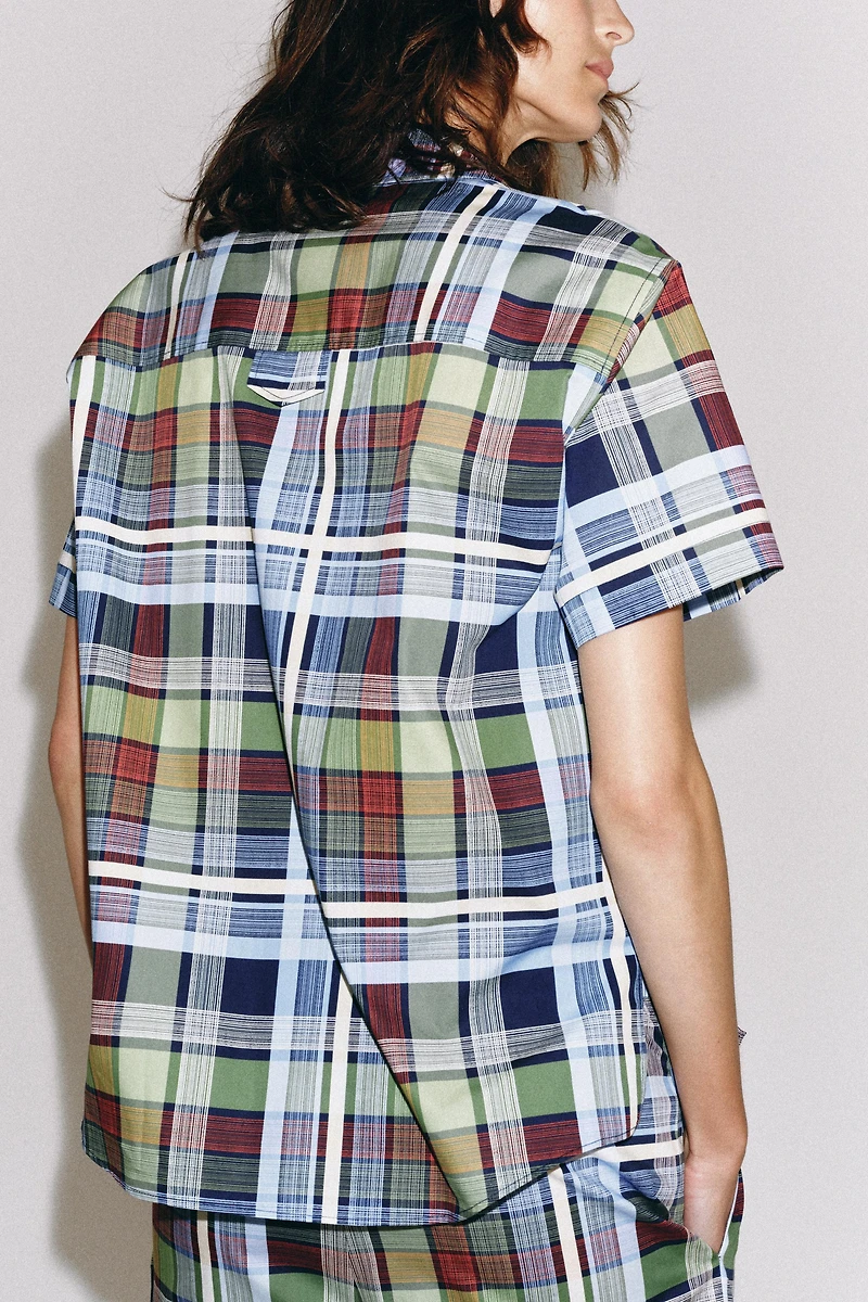 ZW COLLECTION PLAID SHORT SLEEVE SHIRT