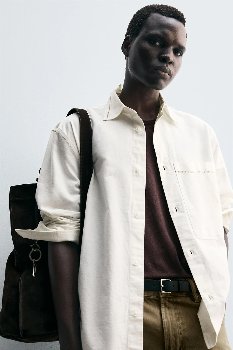 CHEMISE EN COTON ET LIN BRODÉE