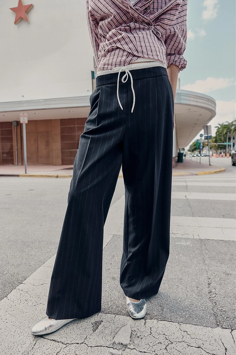 PANTALON LARGE À DOUBLE TAILLE