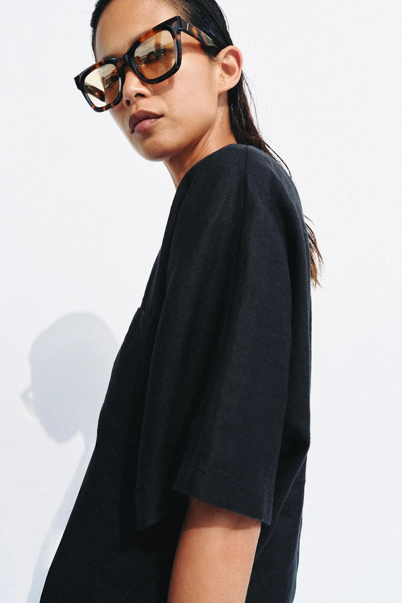 100% LINEN LACED TOP ZW COLLECTION