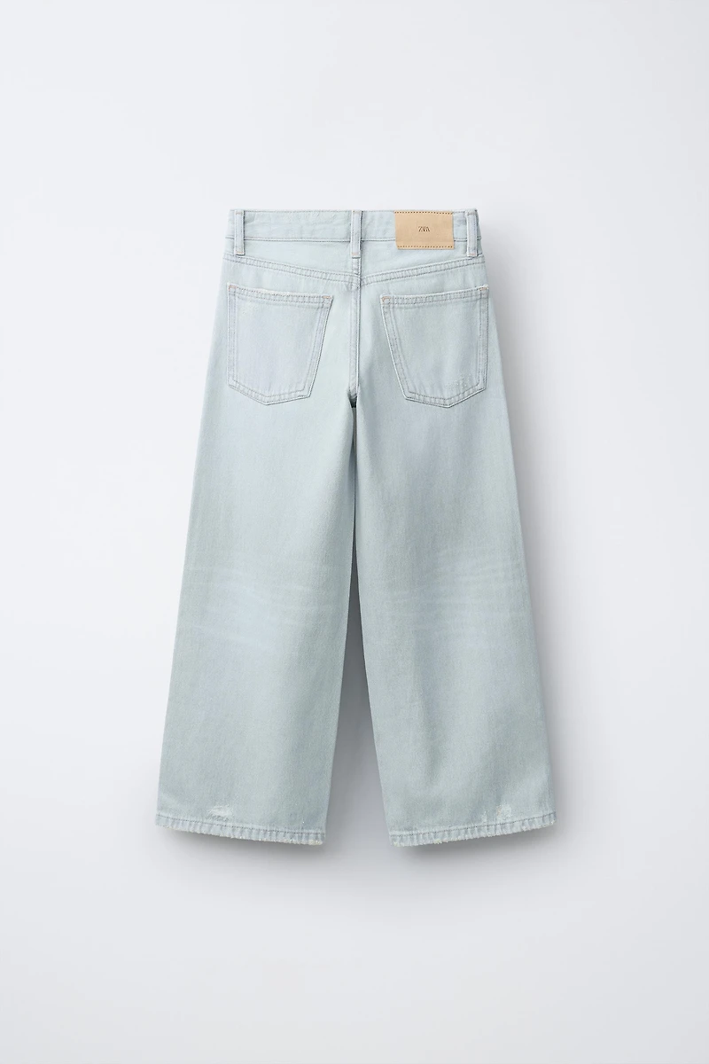 RIPPED WIDE LEG JEANS