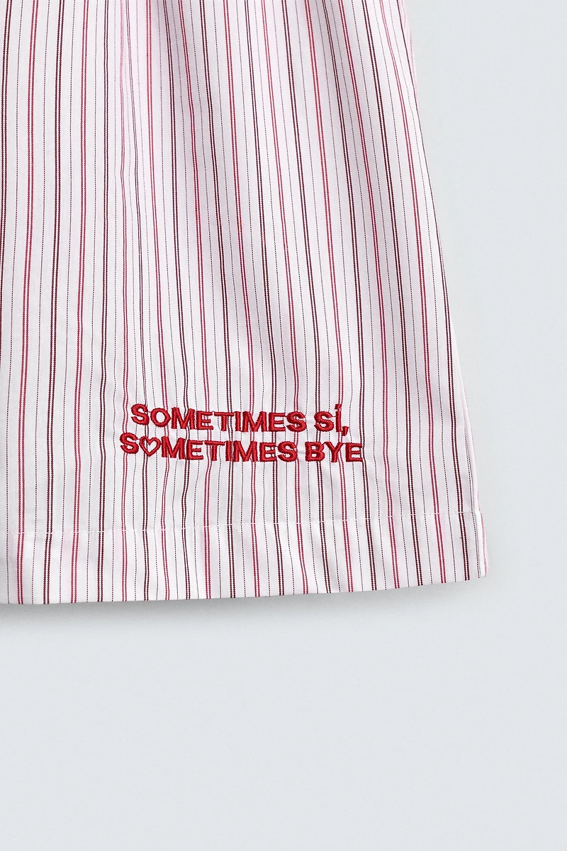 EMBROIDERED TEXT POPLIN BOXERS