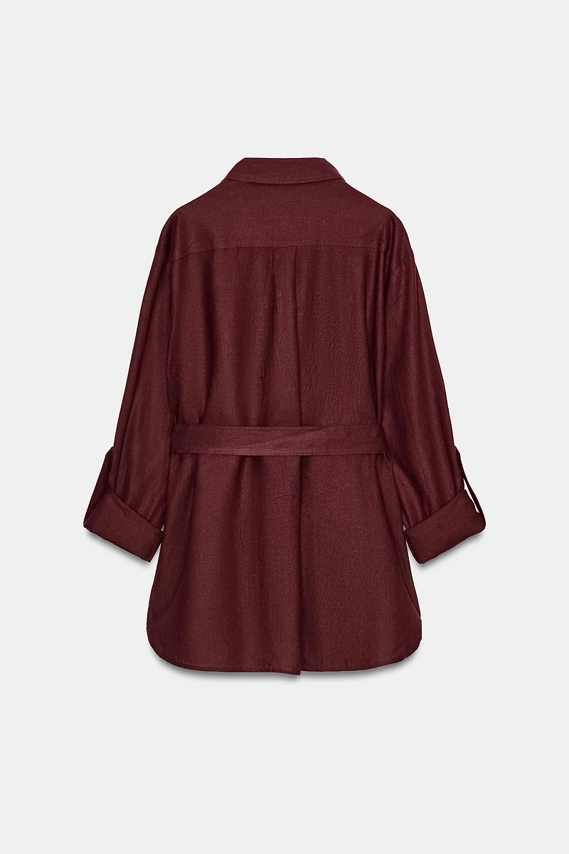 VESTE SAFARI EN LIN AVEC CEINTURE