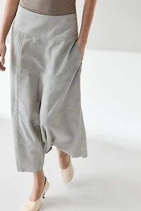 Suede leather sash skirt