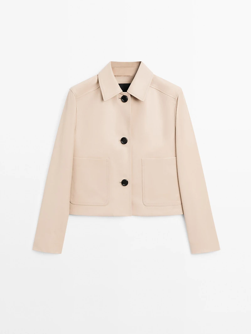 Cropped nappa leather jacket
