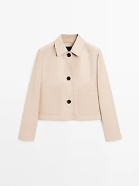 Cropped nappa leather jacket