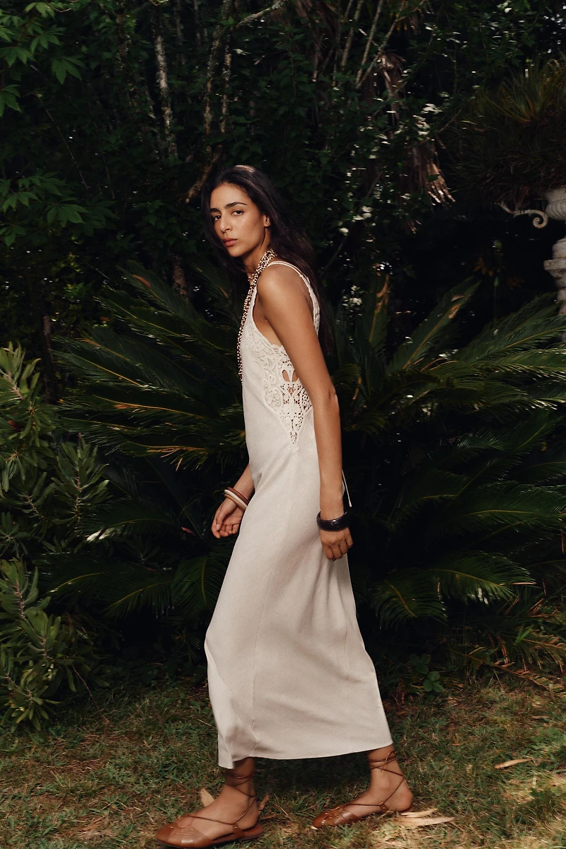 COMBINATION CROCHET MIDI DRESS