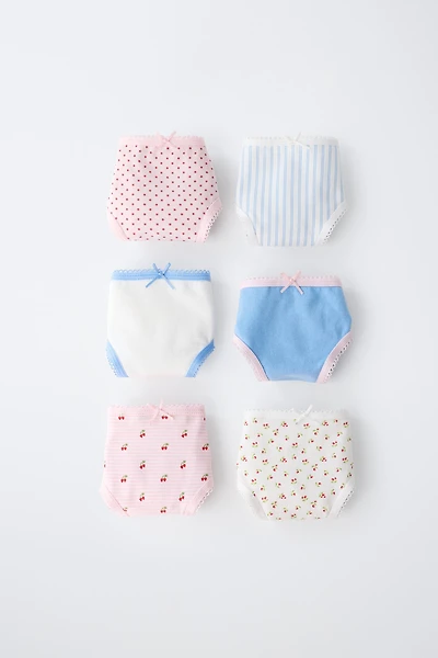 6-14 YEARS / SIX-PACK OF STRIPED AND CHERRY UNDERWEAR