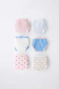 6-14 YEARS / SIX-PACK OF STRIPED AND CHERRY UNDERWEAR