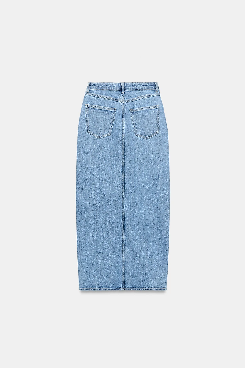 JUPE Z1975 MI-LONGUE EN JEAN À OUVERTURE