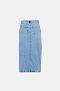 JUPE Z1975 MI-LONGUE EN JEAN À OUVERTURE